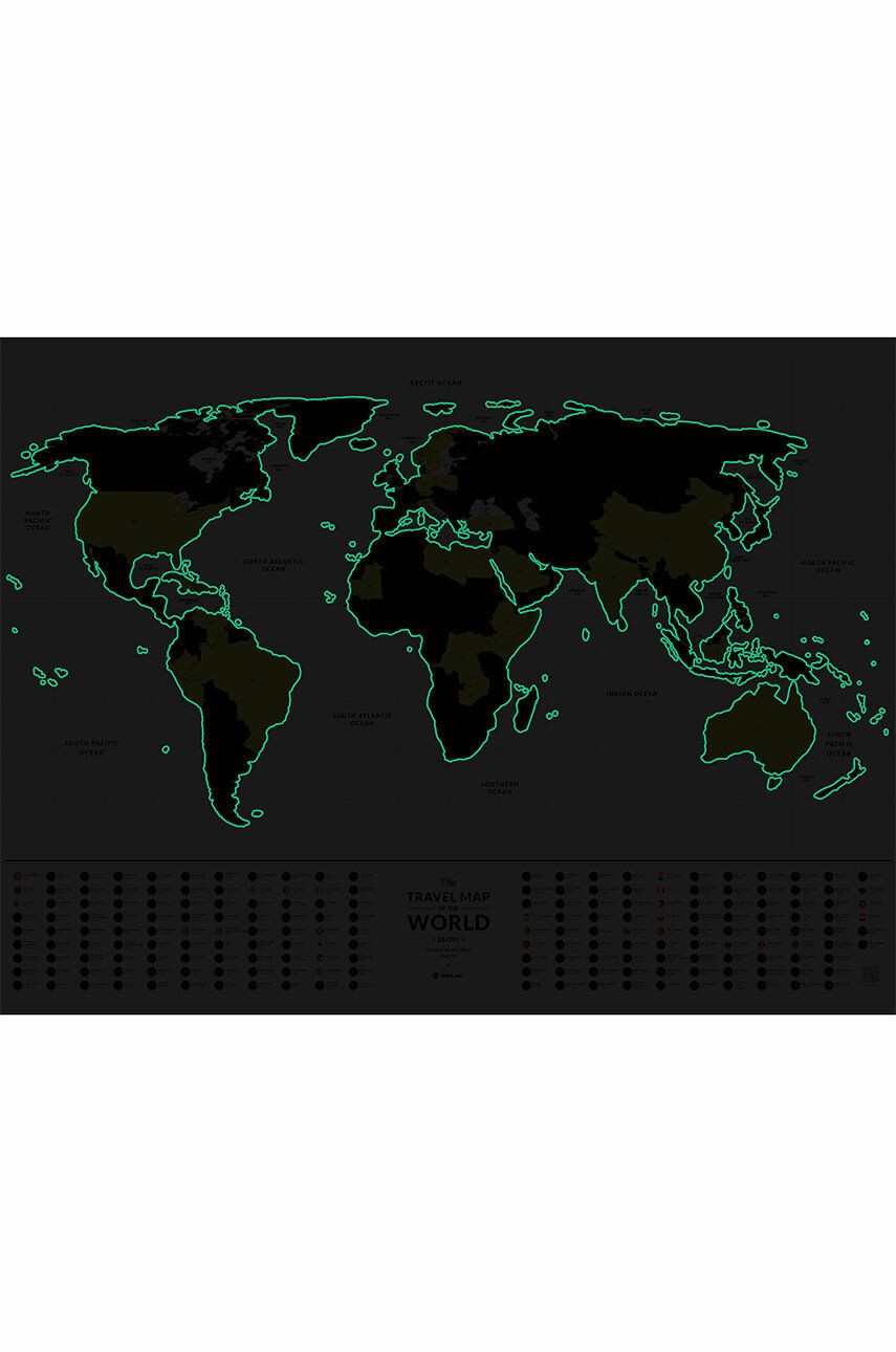 1DEA.me hartă răzuibilă Travel Map - Glow World - Pled.ro