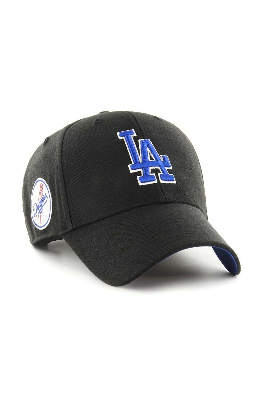 47brand șapcă din amestec de lână MLB Los Angeles Dodgers culoarea negru cu imprimeu - Pled.ro