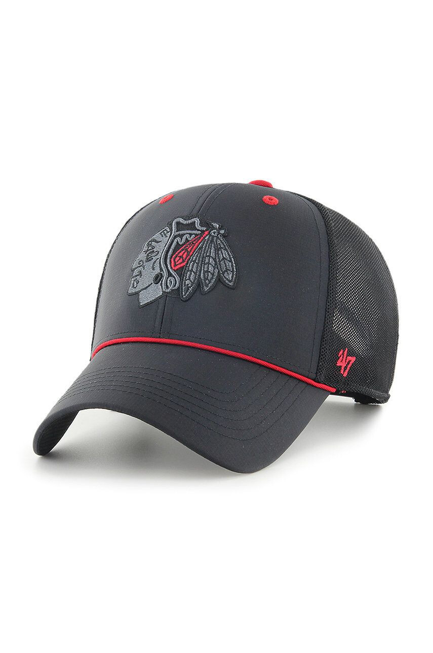 47brand sapca Chicago Blackhawks culoarea negru cu imprimeu - Pled.ro