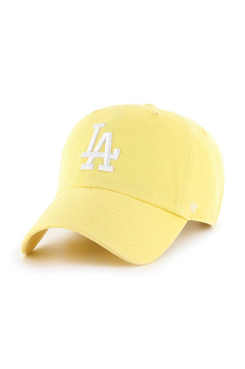 47brand șapcă de baseball din bumbac MLB Los Angeles Dodgers culoarea galben cu imprimeu - Pled.ro