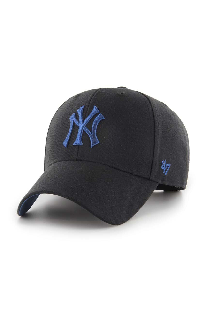 47brand șapcă din amestec de lână MLB New York Yankees culoarea negru cu imprimeu - Pled.ro