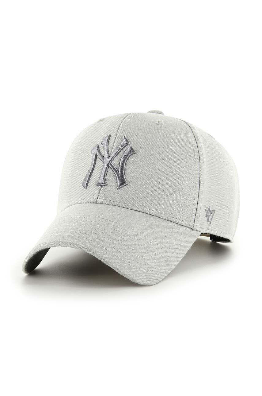 47brand șapcă din amestec de lână MLB New York Yankees culoarea gri cu imprimeu - Pled.ro