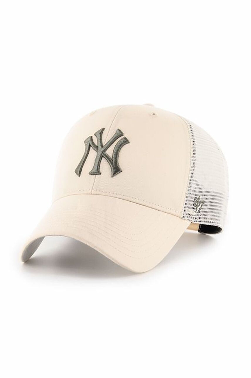 47brand sapca Mlb New York Yankees culoarea bej cu imprimeu - Pled.ro