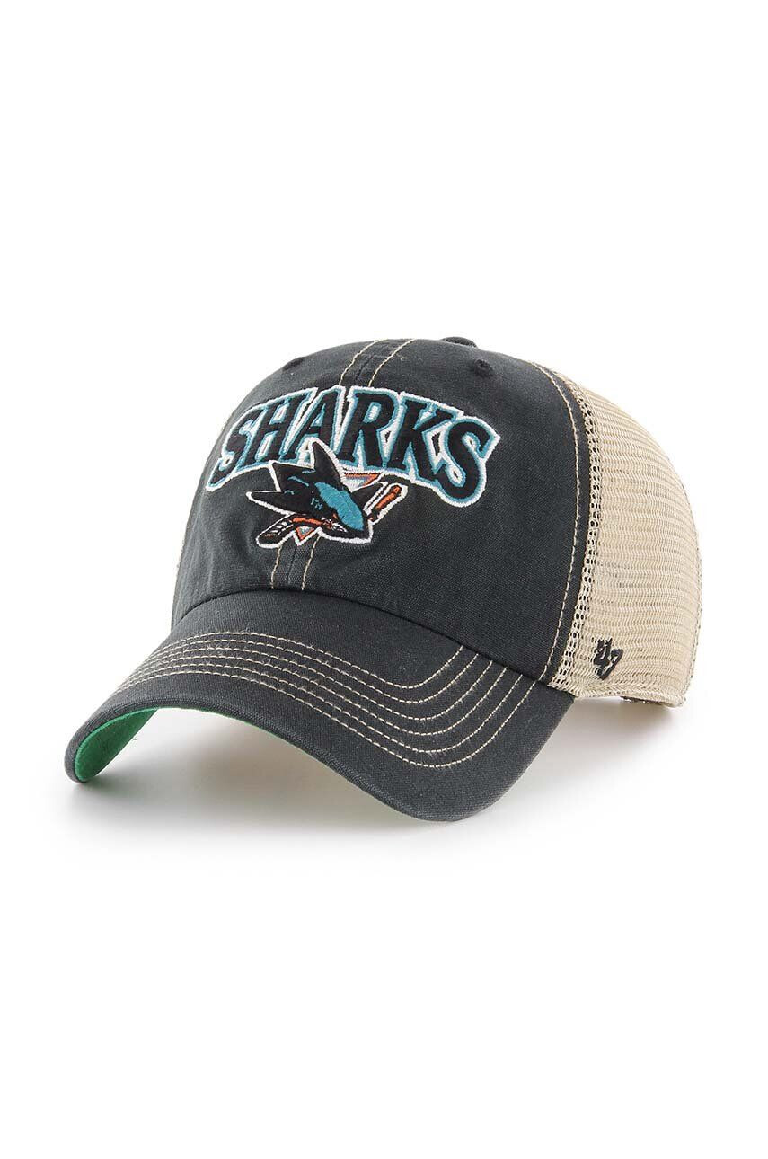 47brand sapca NHL San Jose Sharks culoarea negru cu imprimeu - Pled.ro