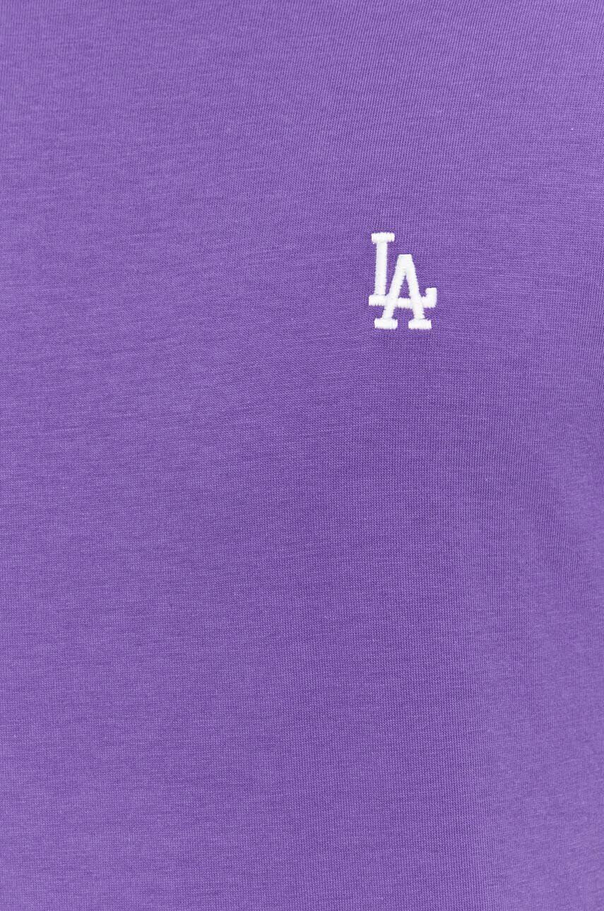 47brand tricou din bumbac MLB Los Angeles Dodgers culoarea violet cu imprimeu - Pled.ro