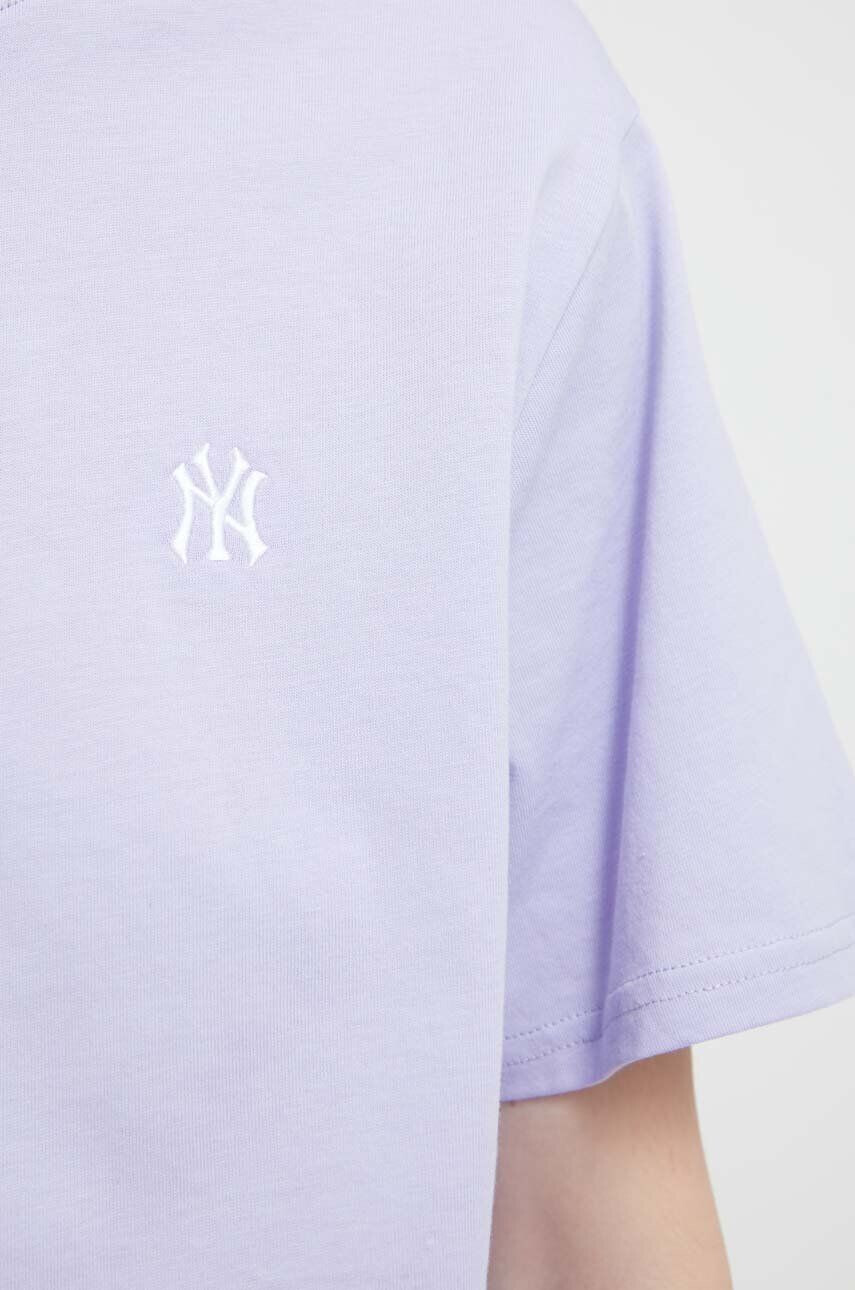 47brand tricou din bumbac MLB New York Yankees culoarea violet cu imprimeu - Pled.ro