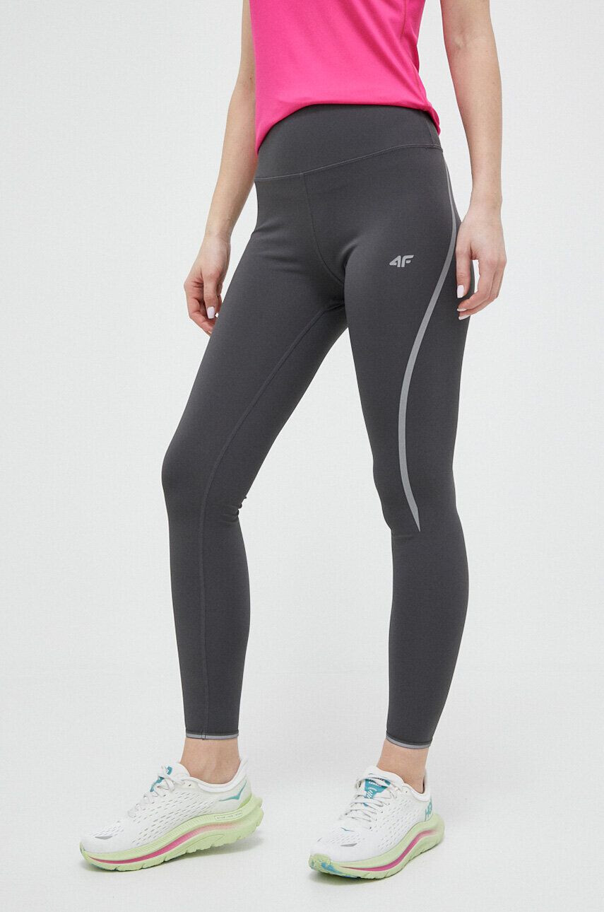 4F leggins de alergare culoarea gri neted - Pled.ro