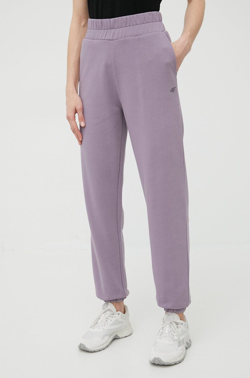 4F pantaloni de trening femei culoarea violet neted - Pled.ro