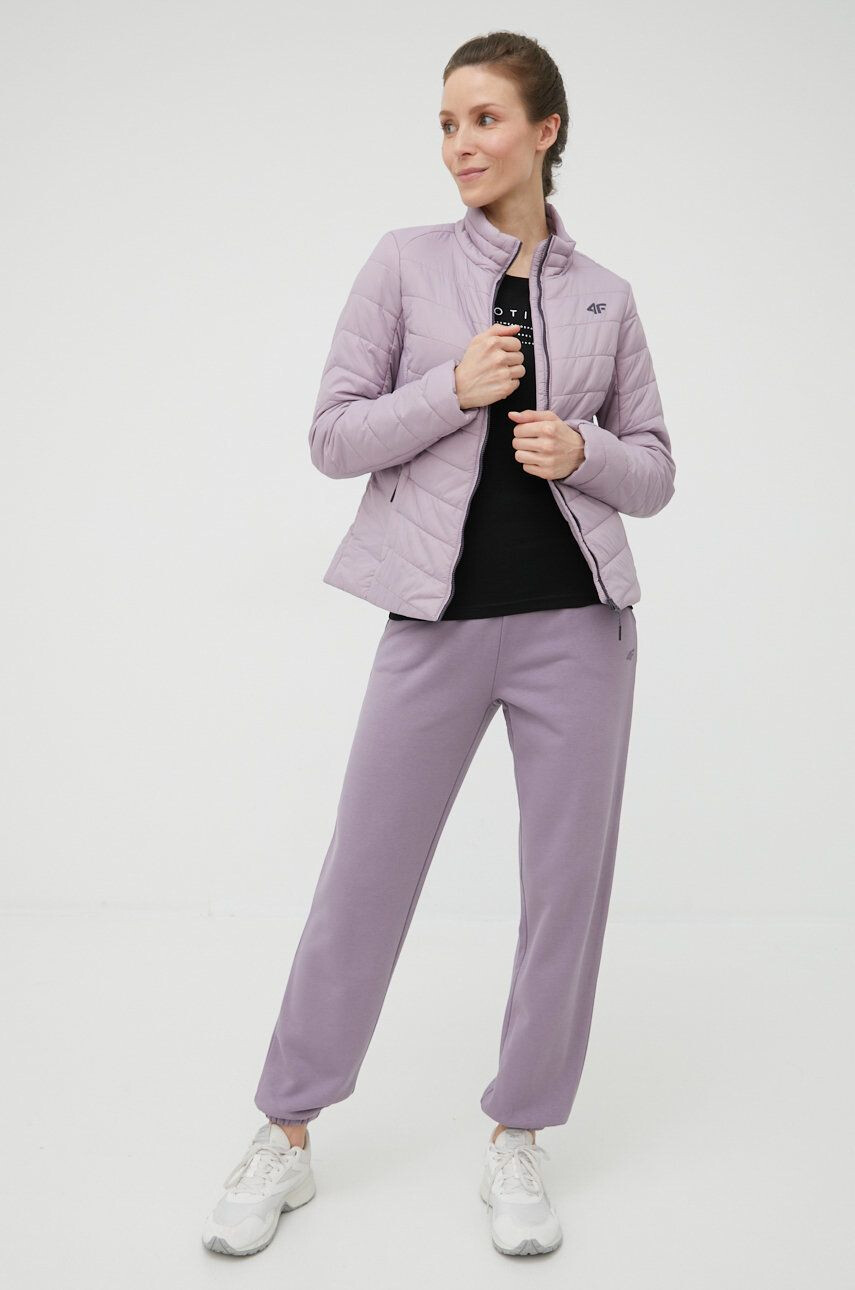 4F pantaloni de trening femei culoarea violet neted - Pled.ro