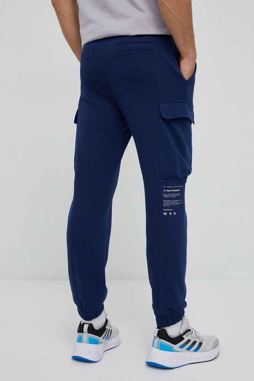 4F pantaloni de trening culoarea albastru marin cu imprimeu - Pled.ro