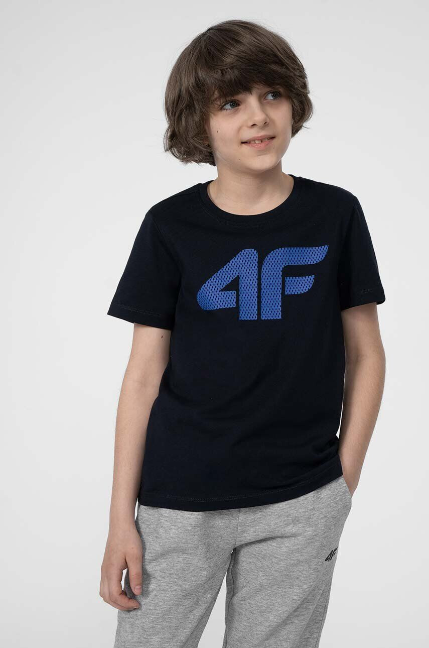 4F tricou copii culoarea albastru marin cu imprimeu - Pled.ro