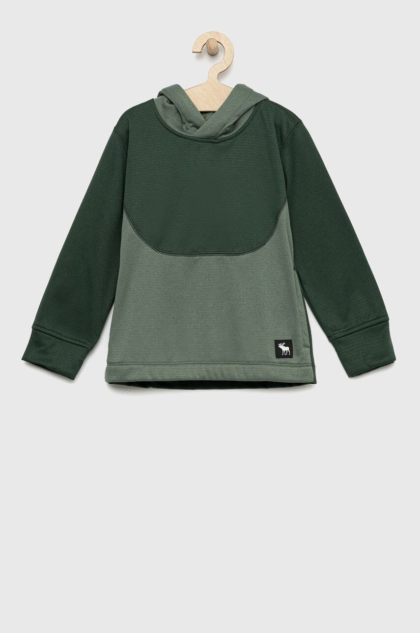 Abercrombie & Fitch bluza copii culoarea verde cu glugă neted - Pled.ro