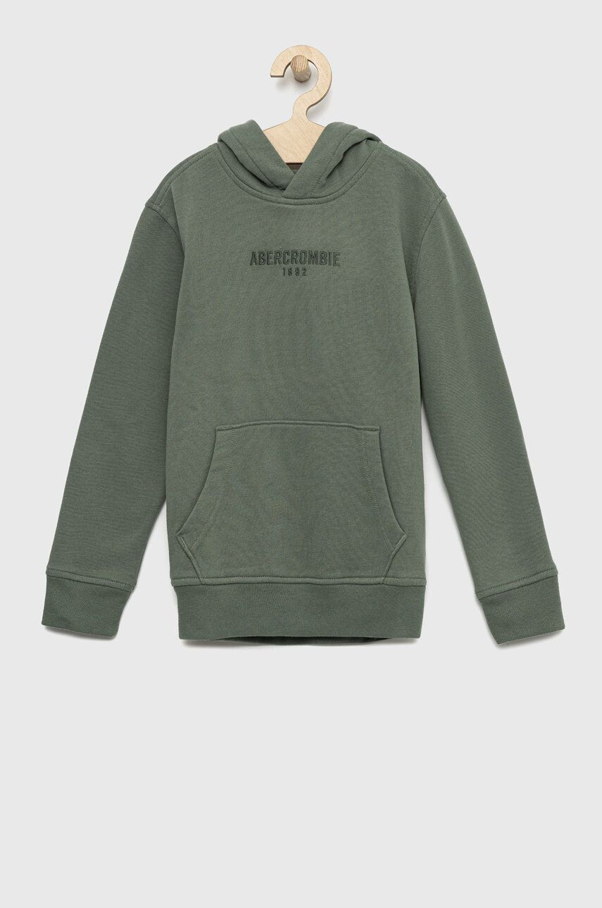 Abercrombie & Fitch bluza copii culoarea verde cu glugă cu imprimeu - Pled.ro