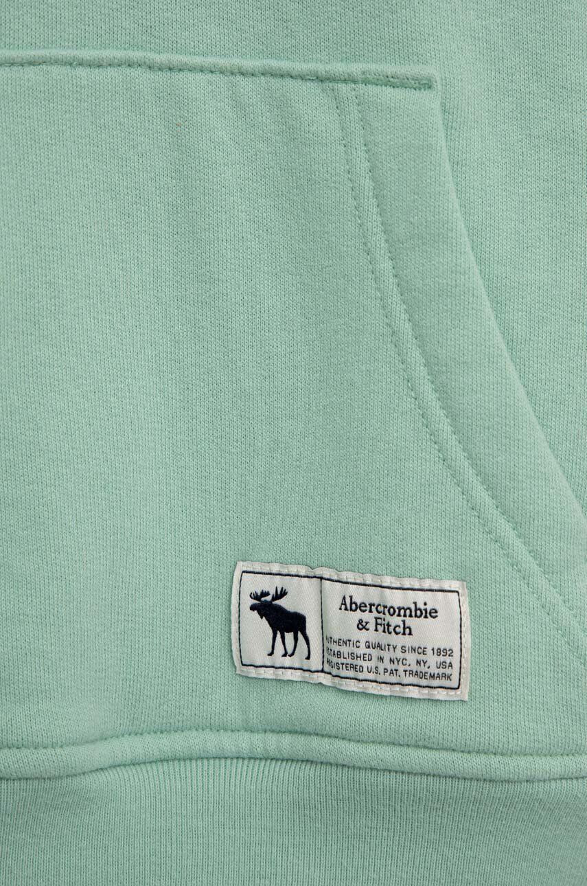 Abercrombie & Fitch bluza copii culoarea verde cu glugă neted - Pled.ro