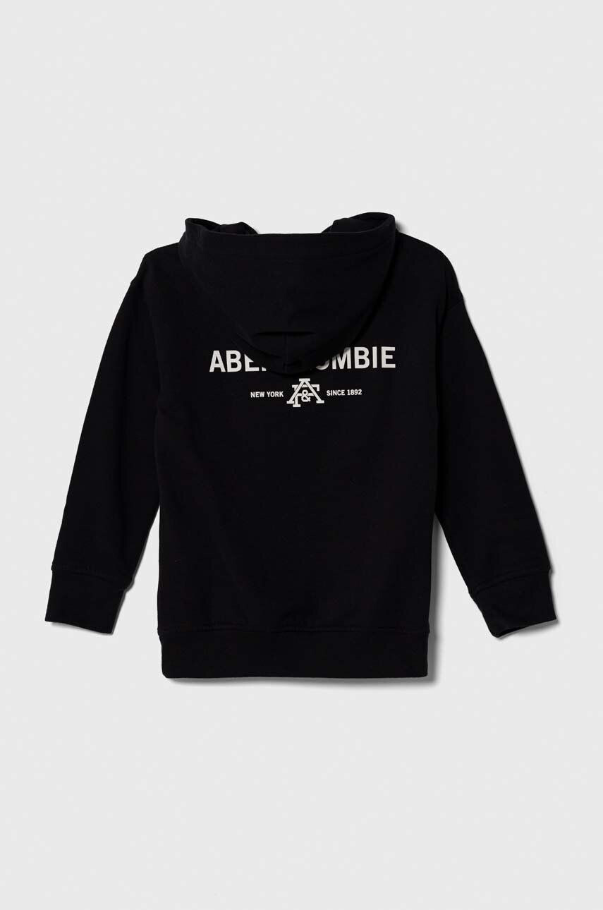 Abercrombie & Fitch bluza copii culoarea negru cu glugă neted - Pled.ro