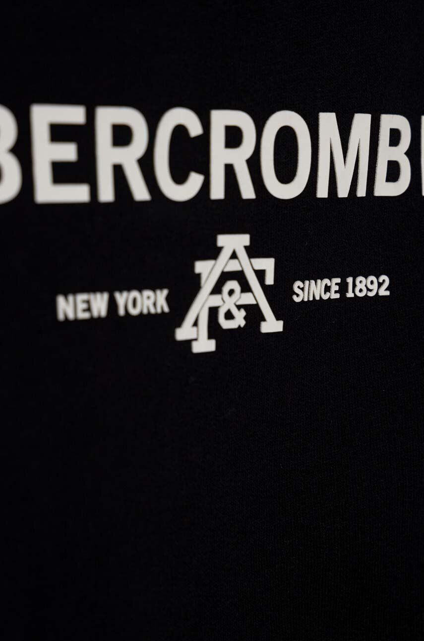 Abercrombie & Fitch bluza copii culoarea negru cu glugă neted - Pled.ro