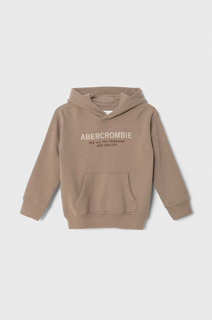 Abercrombie & Fitch bluza copii culoarea bej cu glugă modelator - Pled.ro