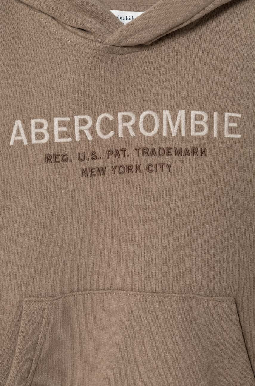 Abercrombie & Fitch bluza copii culoarea bej cu glugă modelator - Pled.ro