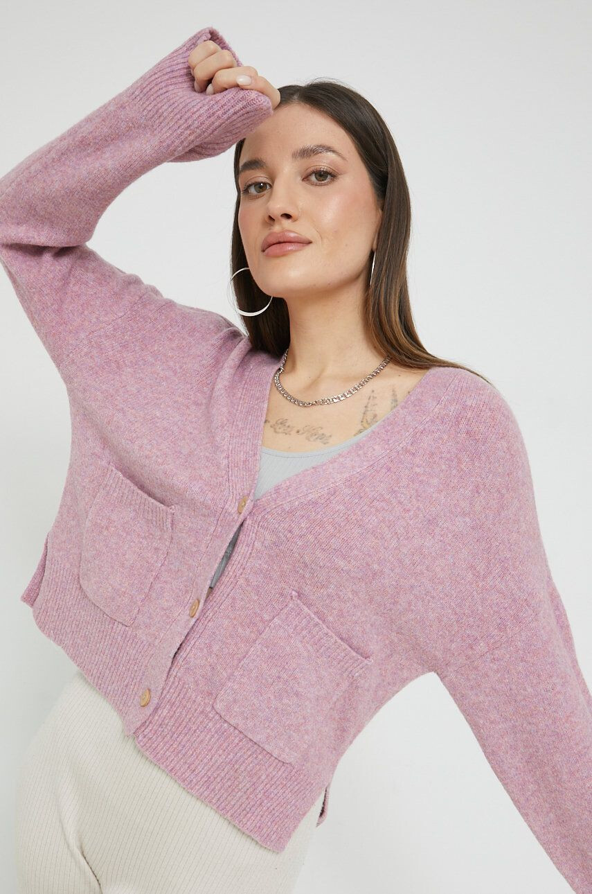 Abercrombie & Fitch cardigan din amestec de lana femei culoarea violet - Pled.ro