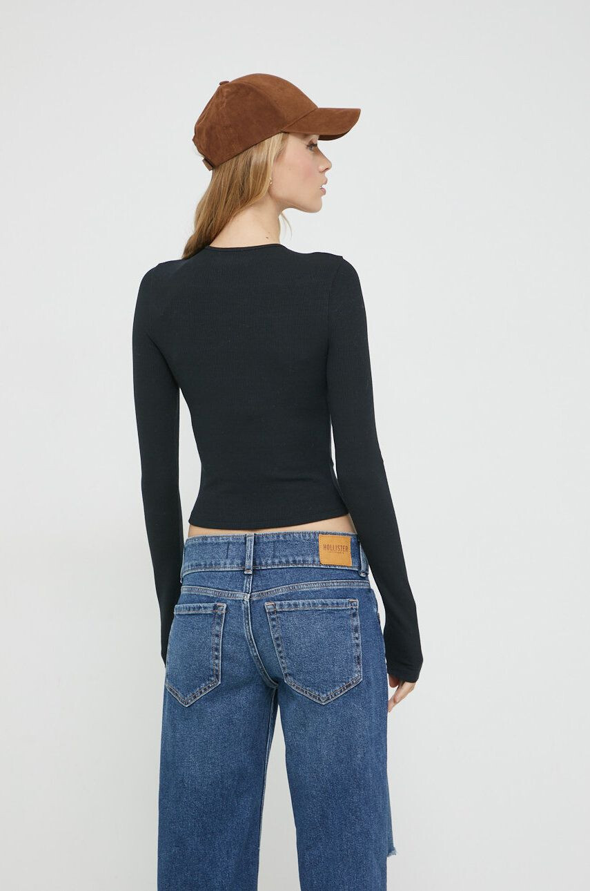 Abercrombie & Fitch longsleeve femei culoarea negru - Pled.ro