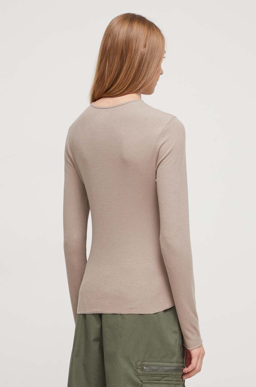 Abercrombie & Fitch longsleeve femei culoarea maro - Pled.ro