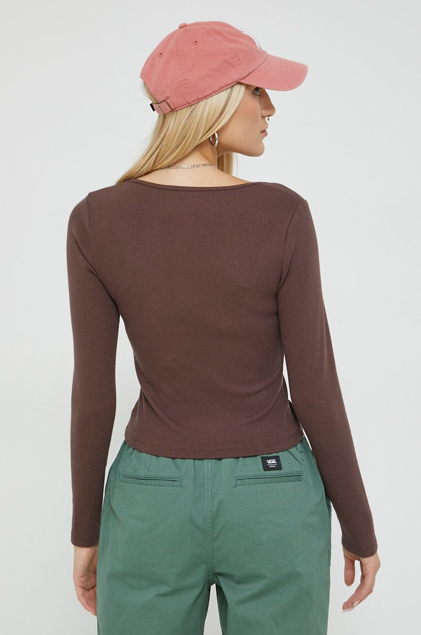 Abercrombie & Fitch longsleeve femei culoarea maro - Pled.ro