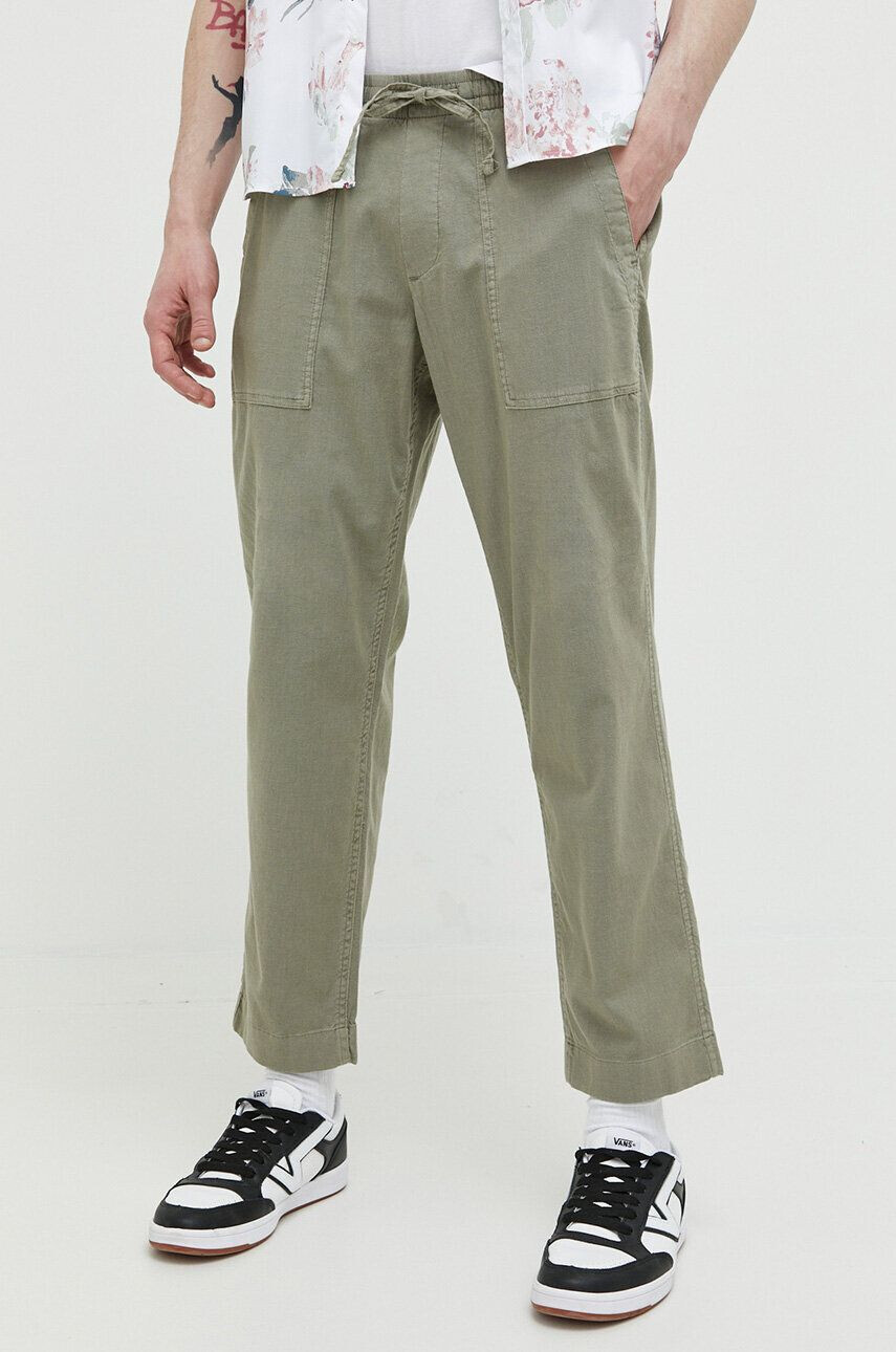 Abercrombie & Fitch pantaloni din amestec de in culoarea verde drept - Pled.ro