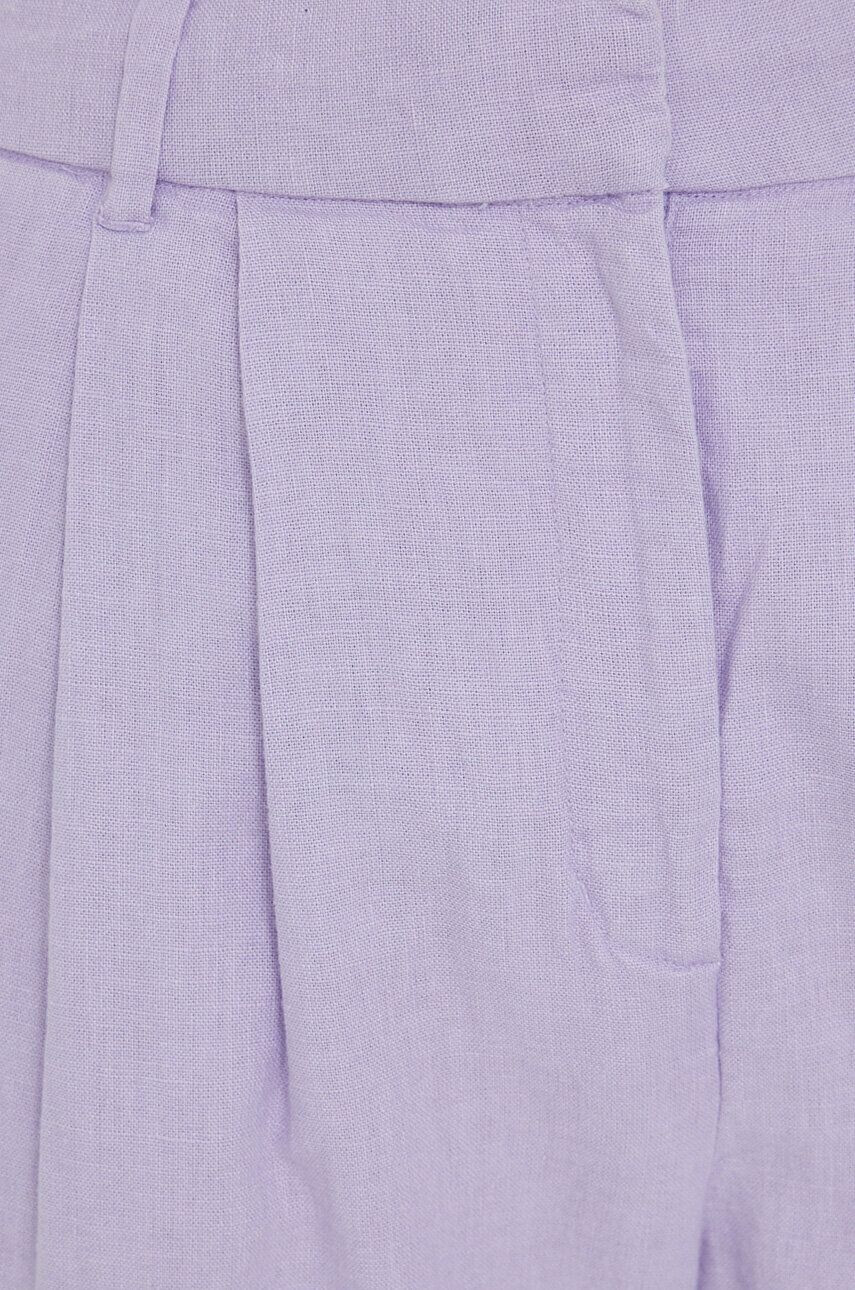 Abercrombie & Fitch pantaloni din in culoarea violet lat high waist - Pled.ro