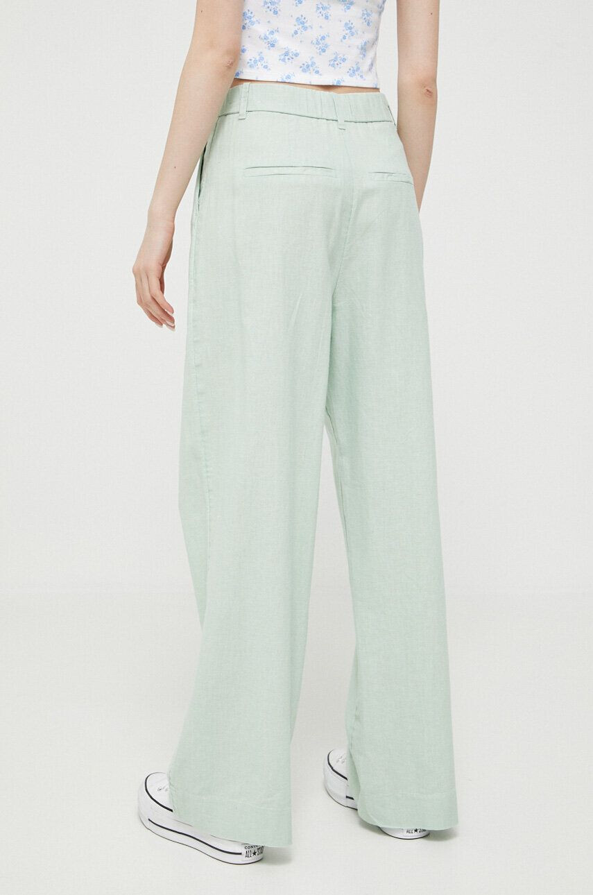 Abercrombie & Fitch pantaloni din in culoarea verde drept high waist - Pled.ro