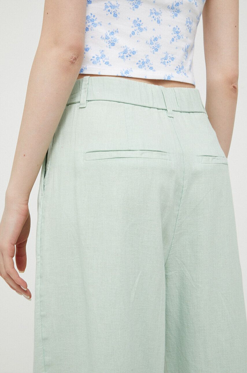 Abercrombie & Fitch pantaloni din in culoarea verde drept high waist - Pled.ro