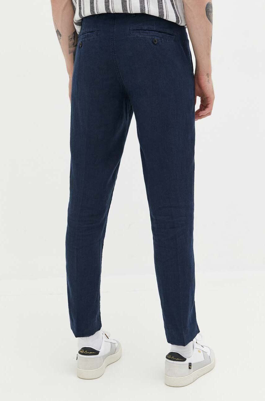 Abercrombie & Fitch pantaloni din in culoarea albastru marin mulata - Pled.ro