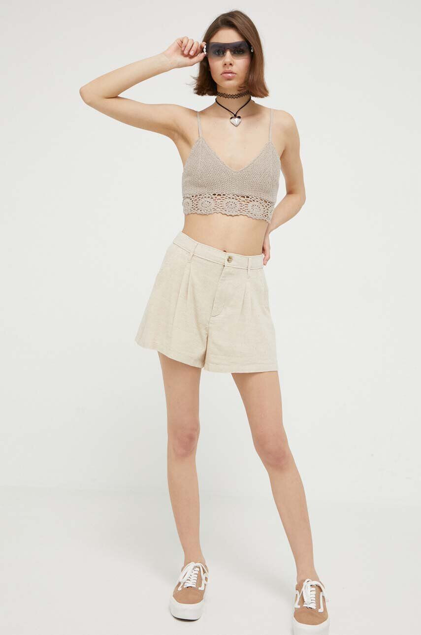 Abercrombie & Fitch top din bumbac culoarea maro - Pled.ro