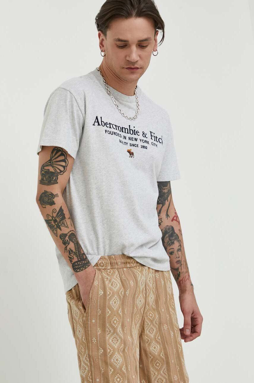 Abercrombie & Fitch tricou din bumbac culoarea gri - Pled.ro