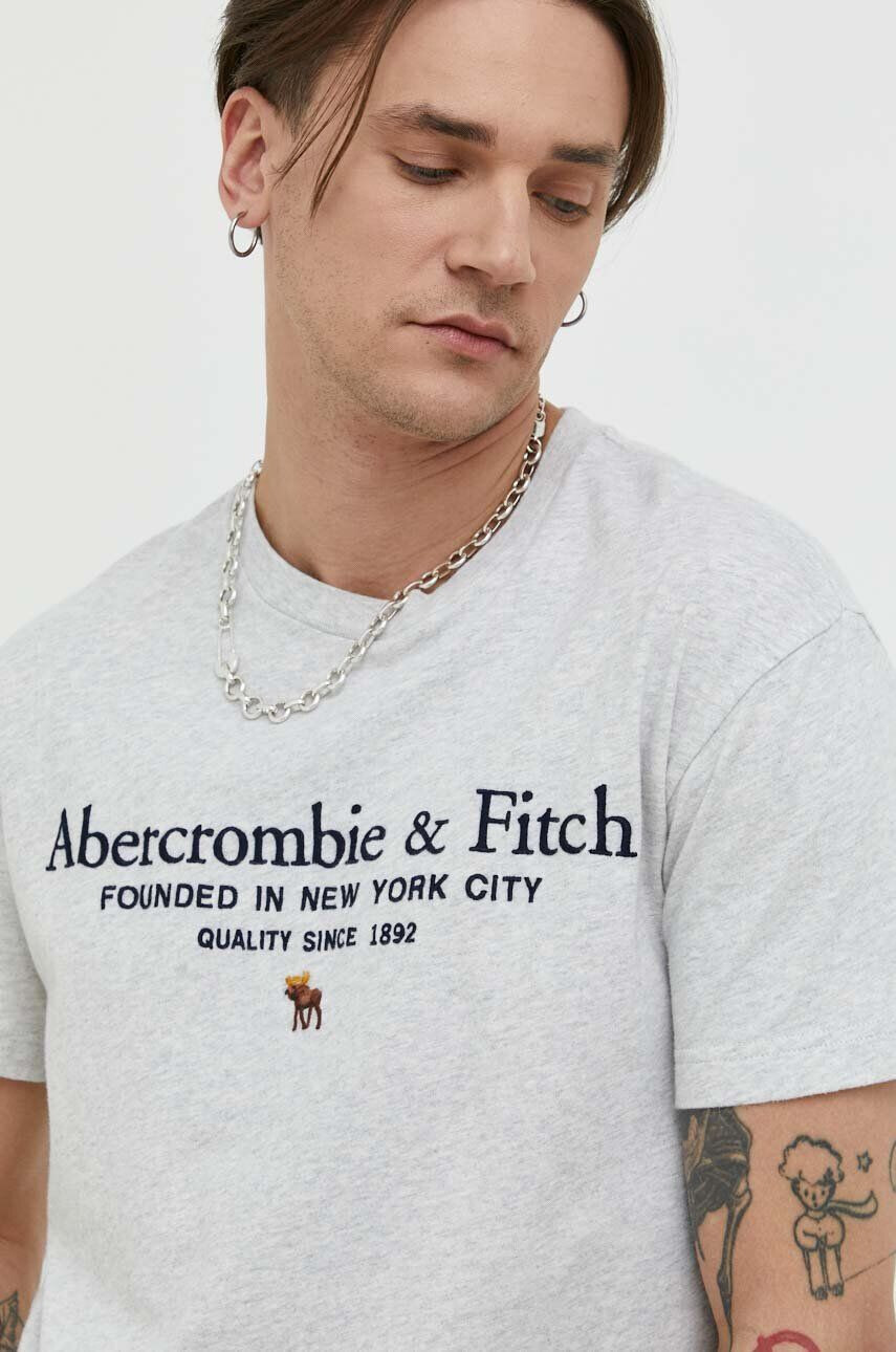 Abercrombie & Fitch tricou din bumbac culoarea gri - Pled.ro