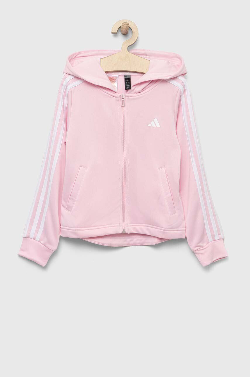 adidas bluza copii culoarea rosu cu glugă cu imprimeu - Pled.ro