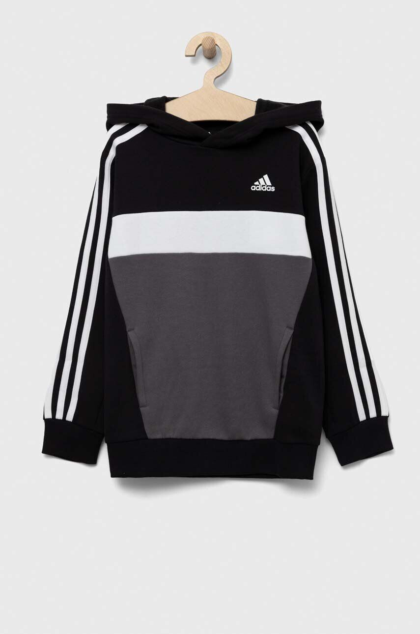 adidas bluza copii culoarea negru cu glugă modelator - Pled.ro