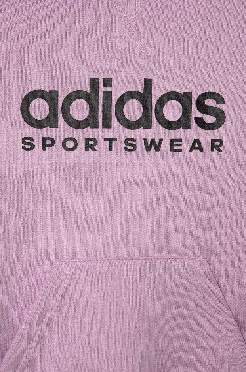 adidas bluza copii culoarea violet cu glugă cu imprimeu - Pled.ro