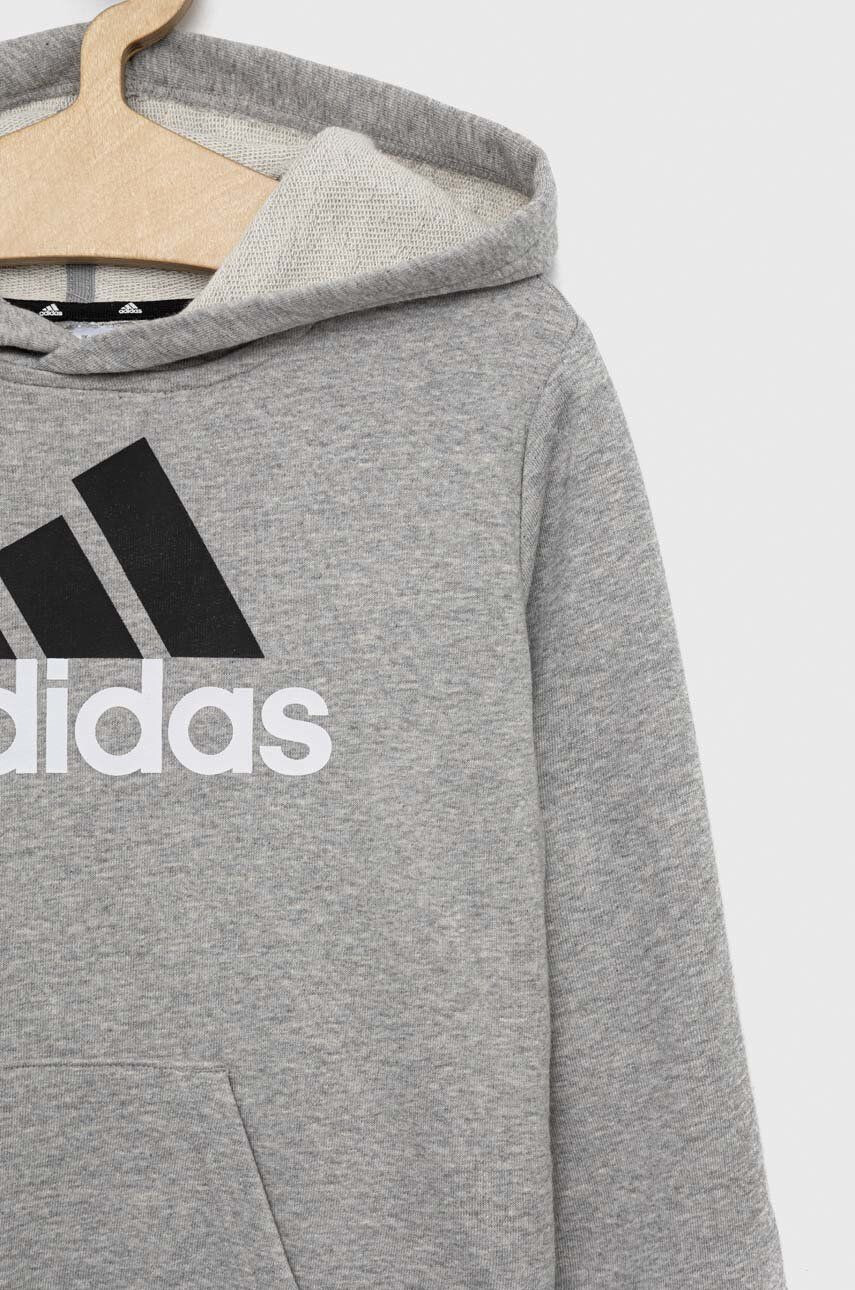 adidas bluza copii culoarea gri cu glugă cu imprimeu - Pled.ro