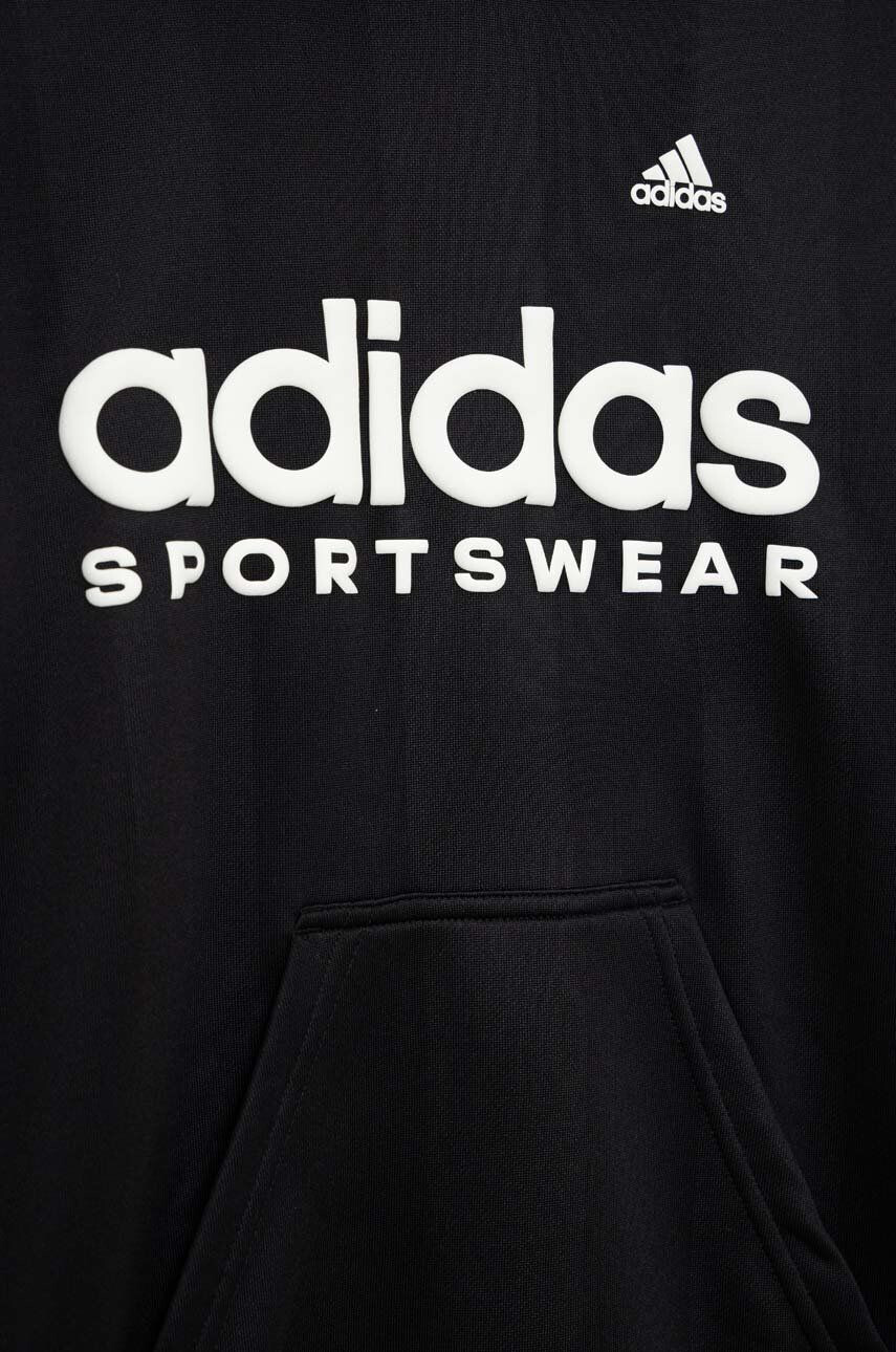 adidas bluza copii FT culoarea negru cu glugă cu imprimeu - Pled.ro