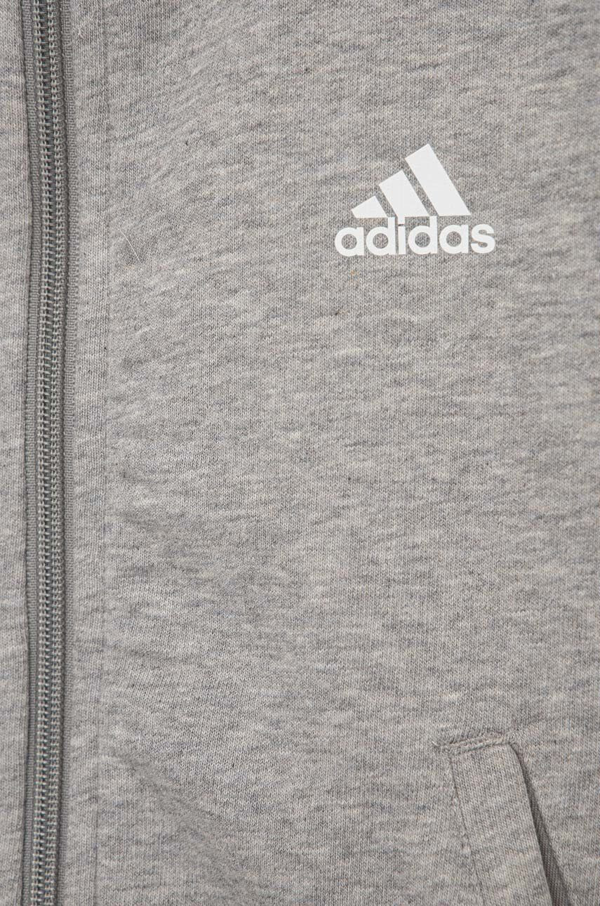 adidas bluza copii G 3S FZ culoarea gri cu glugă neted - Pled.ro