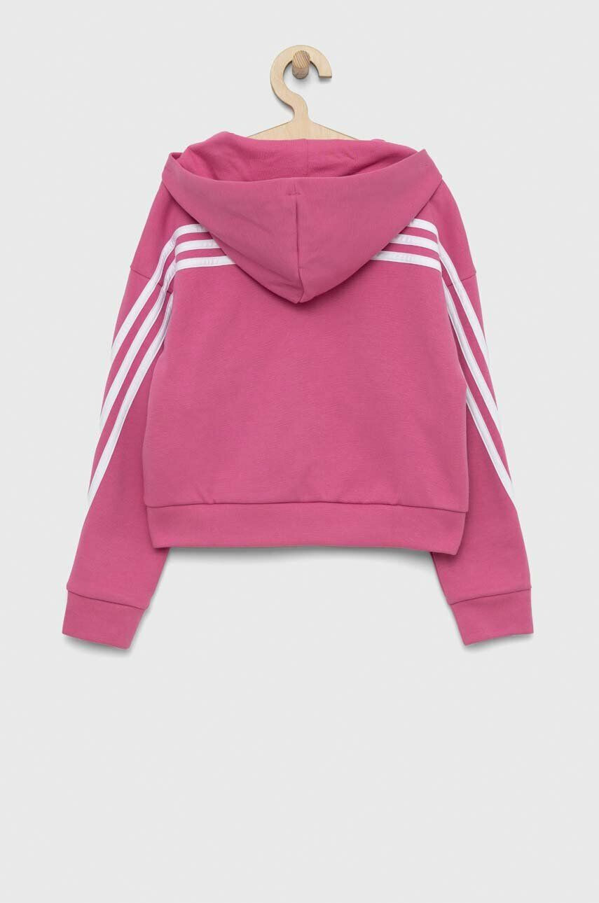 adidas bluza copii G FI 3S culoarea roz cu glugă modelator - Pled.ro