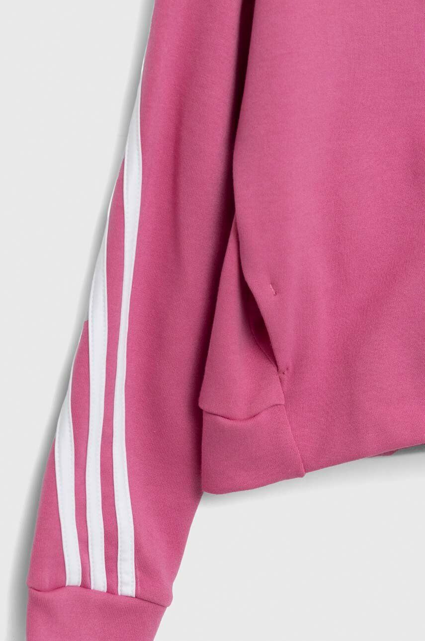 adidas bluza copii G FI 3S culoarea roz cu glugă modelator - Pled.ro