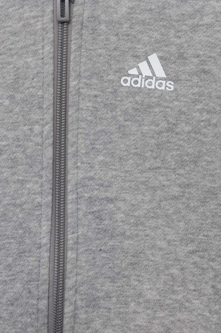 adidas bluza copii LK 3S FL FZ culoarea gri cu glugă melanj - Pled.ro