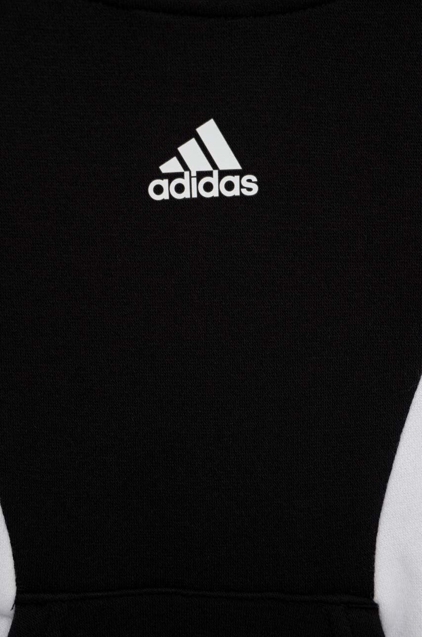 adidas bluza copii U 3S CB HOODIE culoarea negru cu glugă modelator - Pled.ro