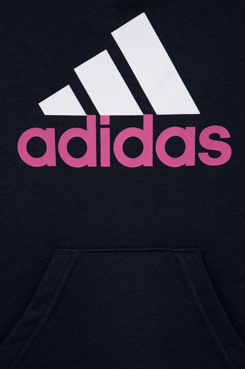 adidas bluza copii U BL 2 HOODIE culoarea albastru marin cu glugă cu imprimeu - Pled.ro