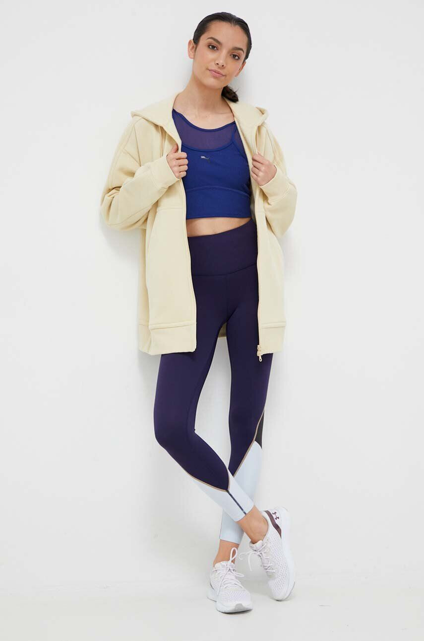 adidas by Stella McCartney bluză trening culoarea galben cu glugă neted - Pled.ro