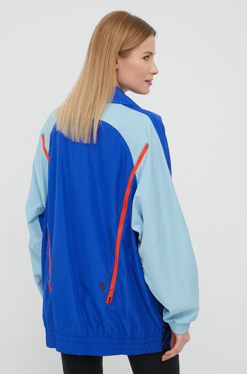 adidas by Stella McCartney geaca sport HA8970 culoarea turcoaz de tranzitie oversize - Pled.ro