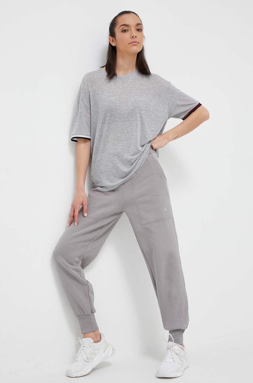 adidas by Stella McCartney pantaloni de trening culoarea gri neted - Pled.ro