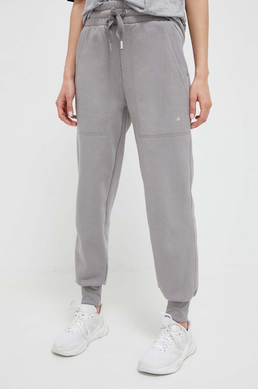 adidas by Stella McCartney pantaloni de trening culoarea gri neted - Pled.ro