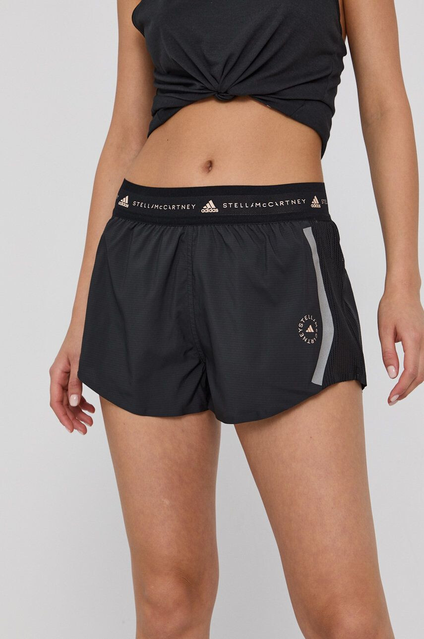 adidas by Stella McCartney pantaloni scurți de antrenament femei culoarea negru neted high waist - Pled.ro